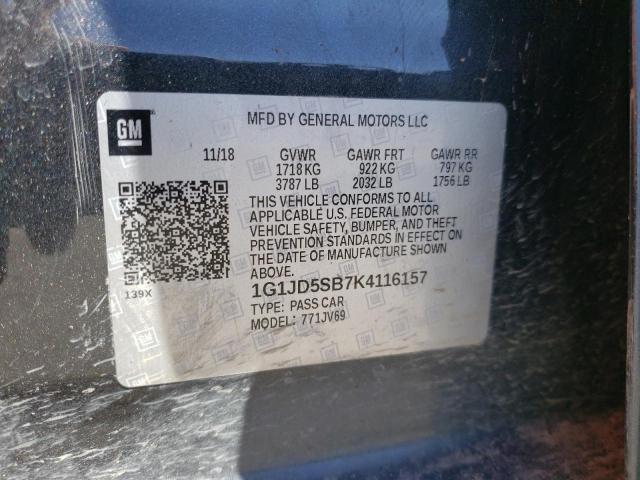 2019 CHEVROLET SONIC LT - 1G1JD5SB7K4116157