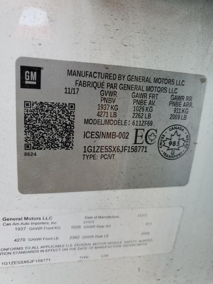 1G1ZE5SX6JF158771 CHEVROLET MALIBU 2018