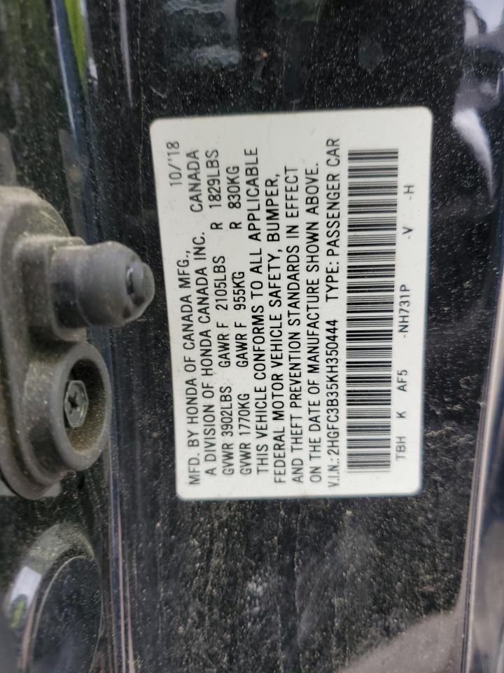2HGFC3B35KH350444 HONDA CIVIC 2019