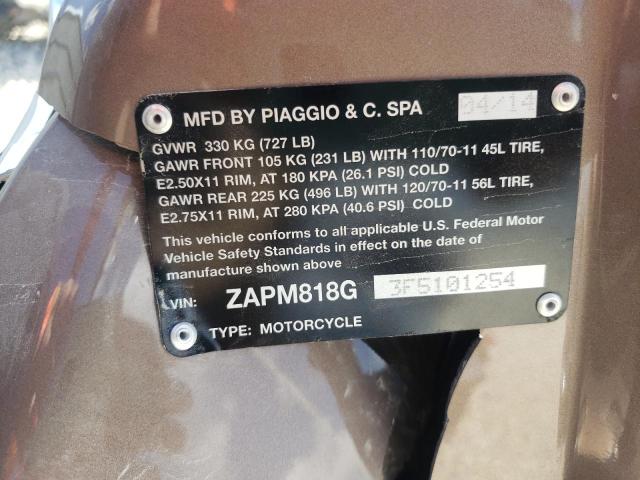 2015 VESPA PRIMAVERA ZAPM818G3F5101254