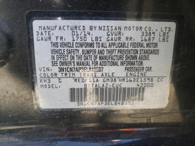 3N1CN7AP3EL848597 Nissan VERSA S
