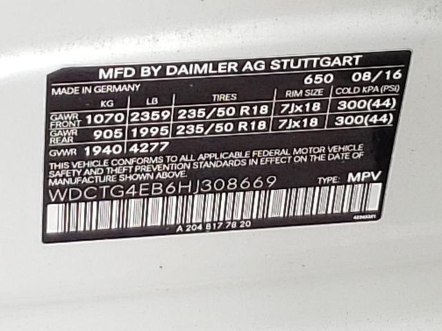 2017 MERCEDES-BENZ GLA 250 - WDCTG4EB6HJ308669