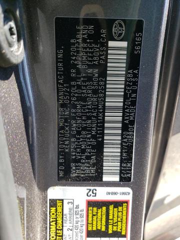 4T1T11AK4MU582582 Toyota CAMRY SE