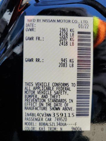 1N4BL4CV3NN359115 Nissan ALTIMA SR
