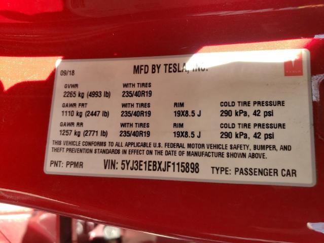 5YJ3E1EBXJF115898 Tesla MODEL 3