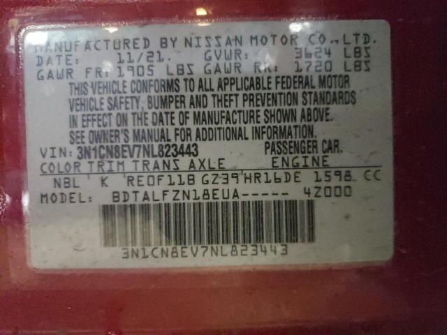 3N1CN8EV7NL823443 Nissan VERSA SV