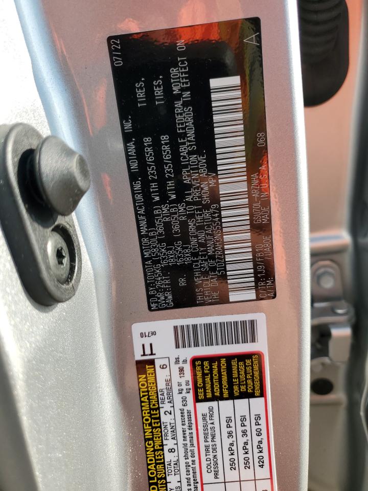 5TDZZRAH3NS554479 TOYOTA HIGHLANDER 2022