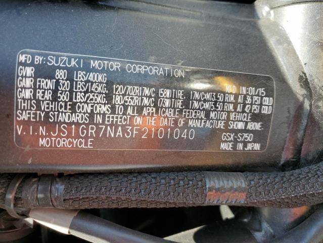 2015 SUZUKI GSX-S750 - JS1GR7NA3F2101040