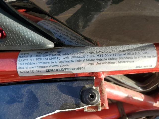 2008 DUCATI 1098 BASE ZDM1XBEW38B016951