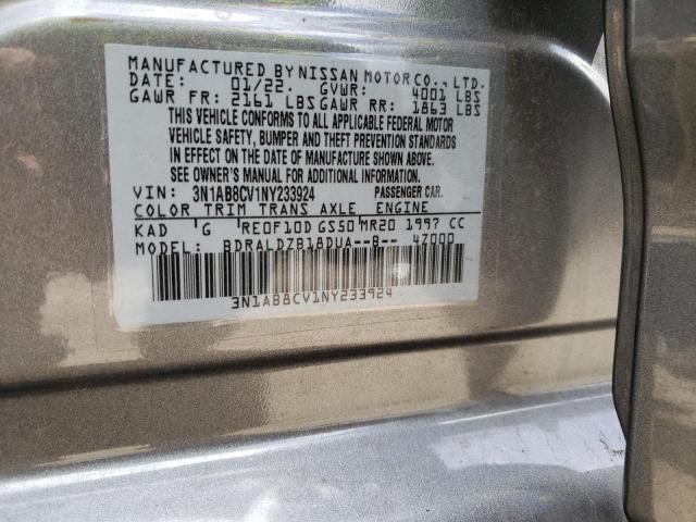 3N1AB8CV1NY233924 Nissan SENTRA SV