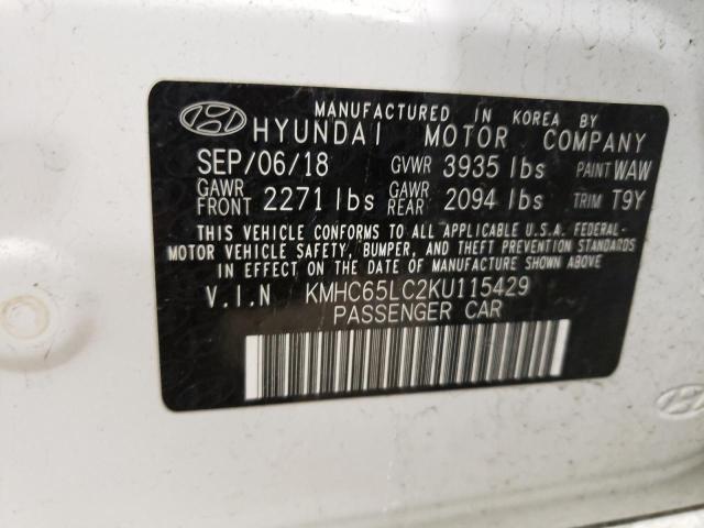 2019 HYUNDAI IONIQ BLUE - KMHC65LC2KU115429
