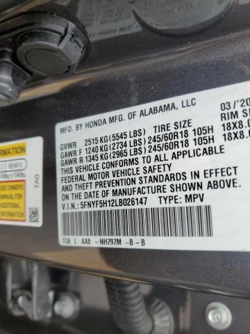 2020 HONDA PILOT LX - 5FNYF5H12LB026147