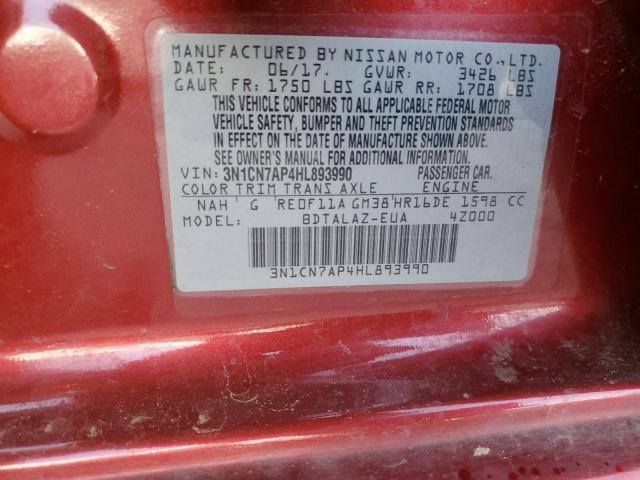 3N1CN7AP4HL893990 Nissan VERSA S