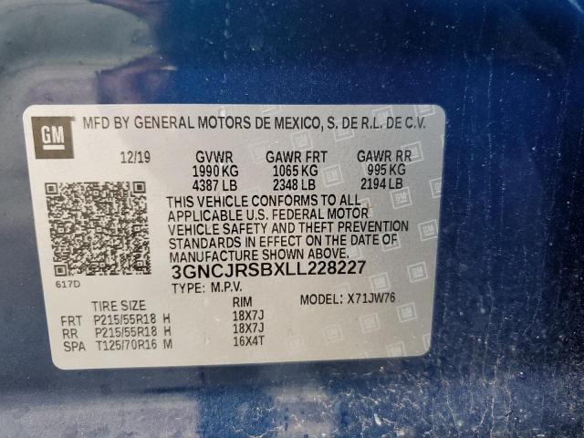 2020 CHEVROLET TRAX PREMI 3GNCJRSBXLL228227