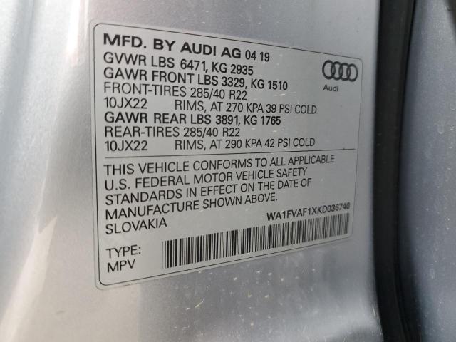 2019 AUDI Q8 PRESTIG WA1FVAF1XKD036740