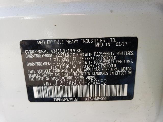 JF2GPABCXHH258452 Subaru Crosstrek Premium