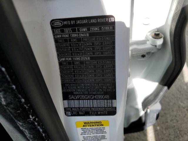 SALVP2BGXGH099048 Land Rover Range Rover Evoque Se