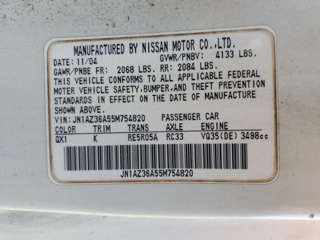 2005 Nissan 350Z Roadster VIN: JN1AZ36A55M754820 Lot: 46251983