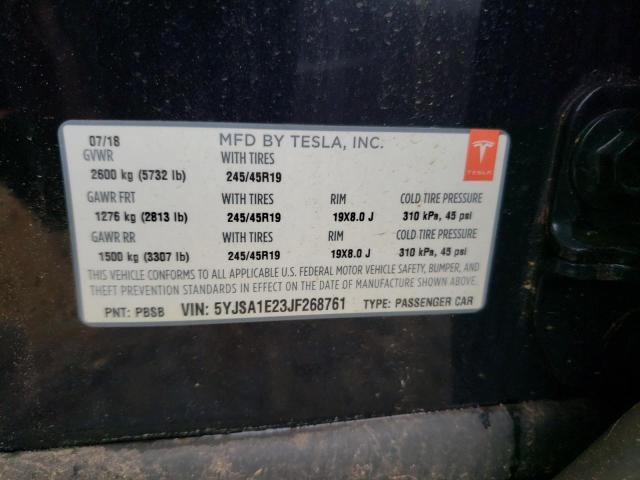 2018 TESLA MODEL S 90 5YJSA1E23JF268761