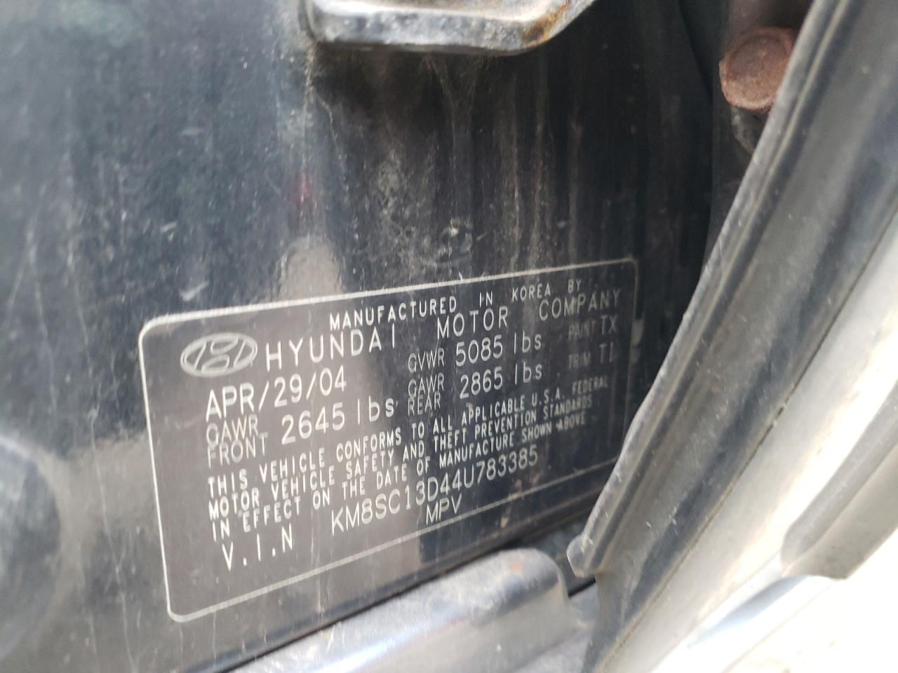 2004 Hyundai Santa Fe Gls VIN: KM8SC13D44U783385 Lot: 37778774