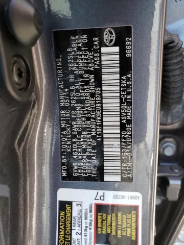 2014 Toyota Camry L VIN: 4T1BF1FK9EU819705 Lot: 61381264