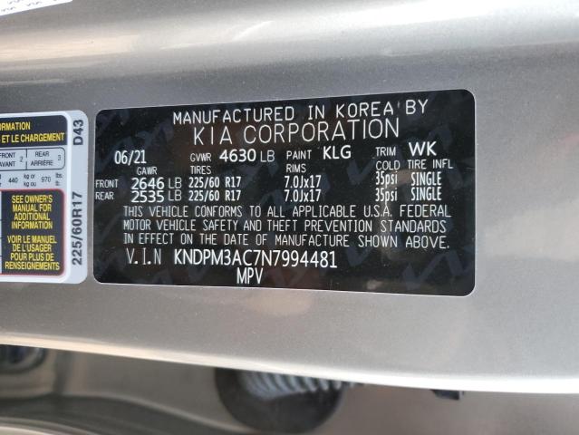 KNDPM3AC7N7994481 KIA Sportage Lx