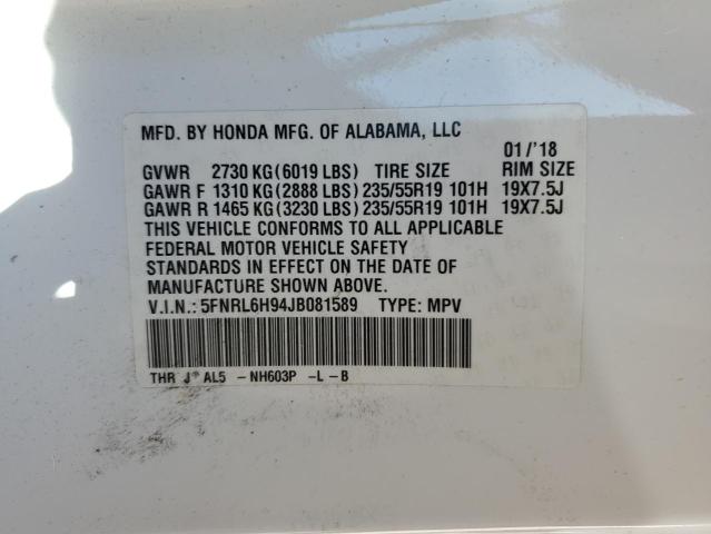 2018 HONDA ODYSSEY EL - 5FNRL6H94JB081589