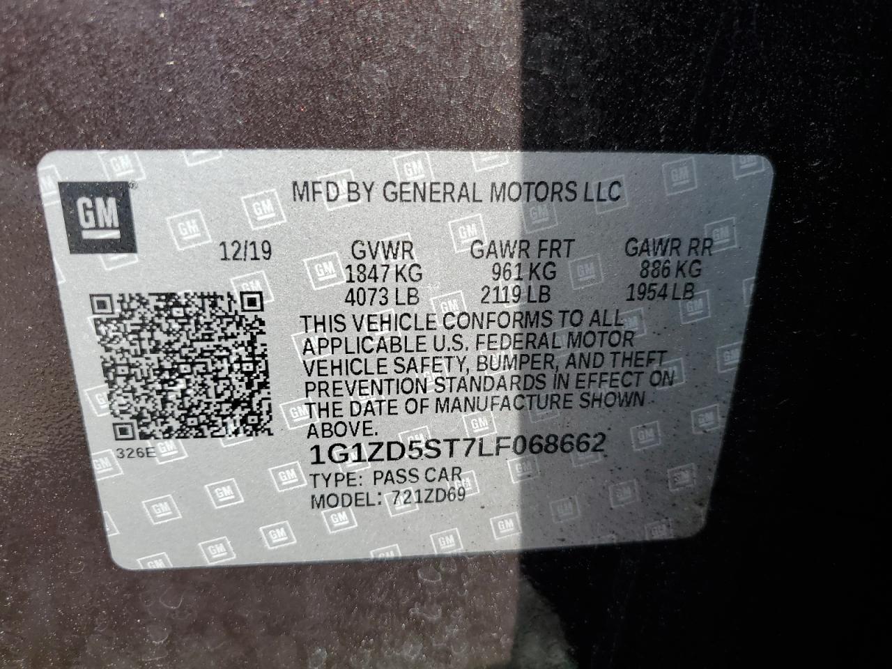 1G1ZD5ST7LF068662 CHEVROLET MALIBU 2020