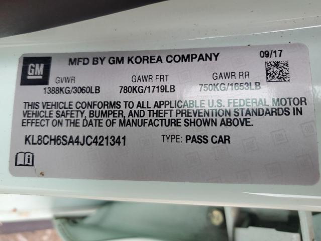 2018 CHEVROLET SPARK ACTI KL8CH6SA4JC421341