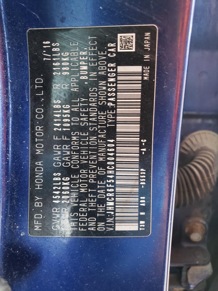 JHMCR6F54HC004604 HONDA ACCORD 2017