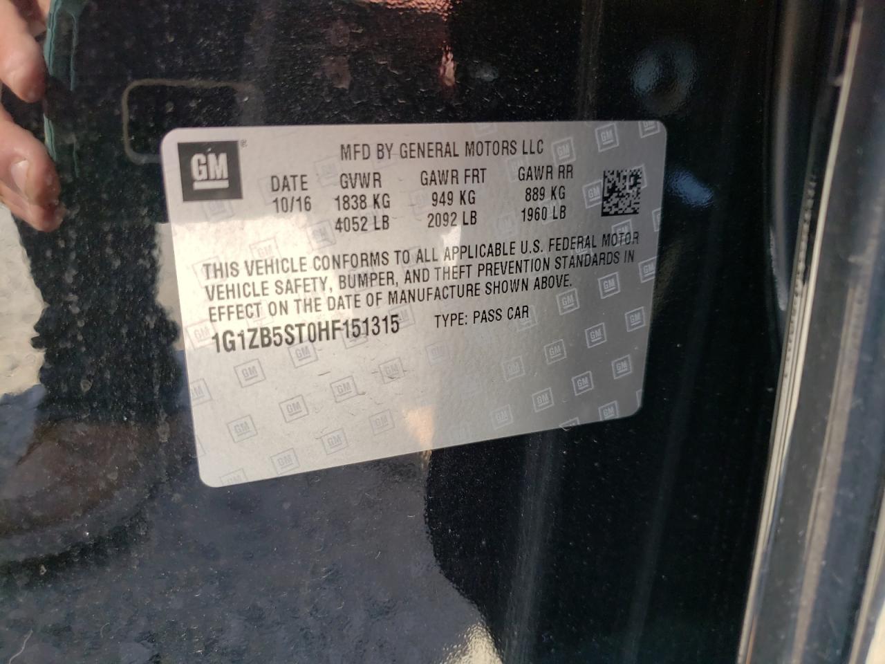 1G1ZB5ST0HF151315 CHEVROLET MALIBU 2017