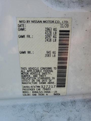 2021 NISSAN ALTIMA SR - 1N4BL4CV7MN327217