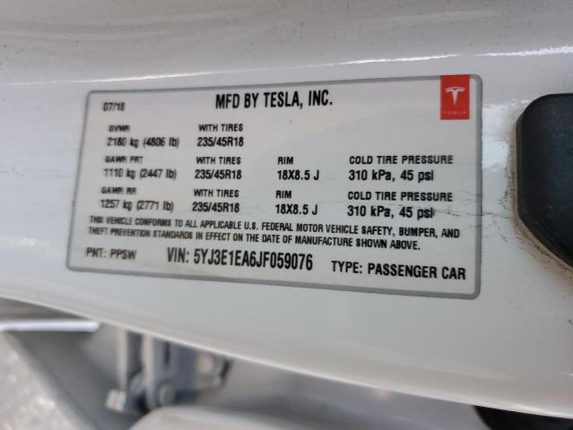5YJ3E1EA6JF059076 Tesla MODEL 3
