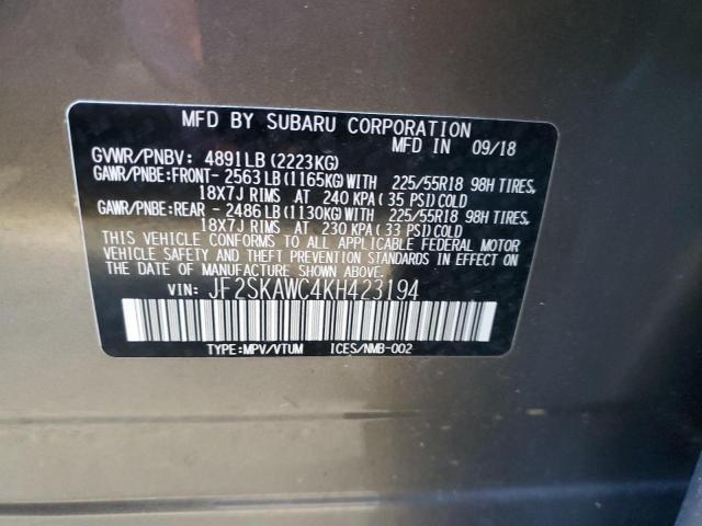 JF2SKAWC4KH423194 Subaru Forester Touring