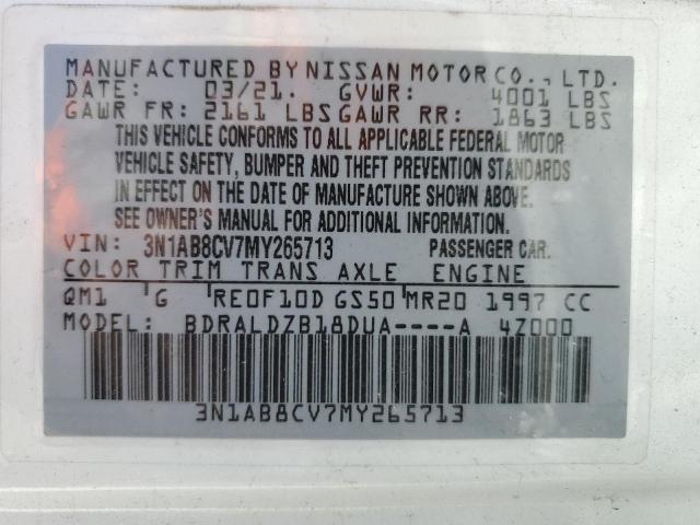 3N1AB8CV7MY265713 Nissan SENTRA SV