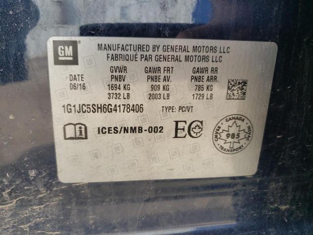 2016 CHEVROLET SONIC LT - 1G1JC5SH6G4178406