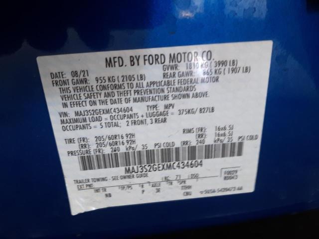 VIN MAJ3S2GEXMC434604 2021 FORD ECOSPORT no.13