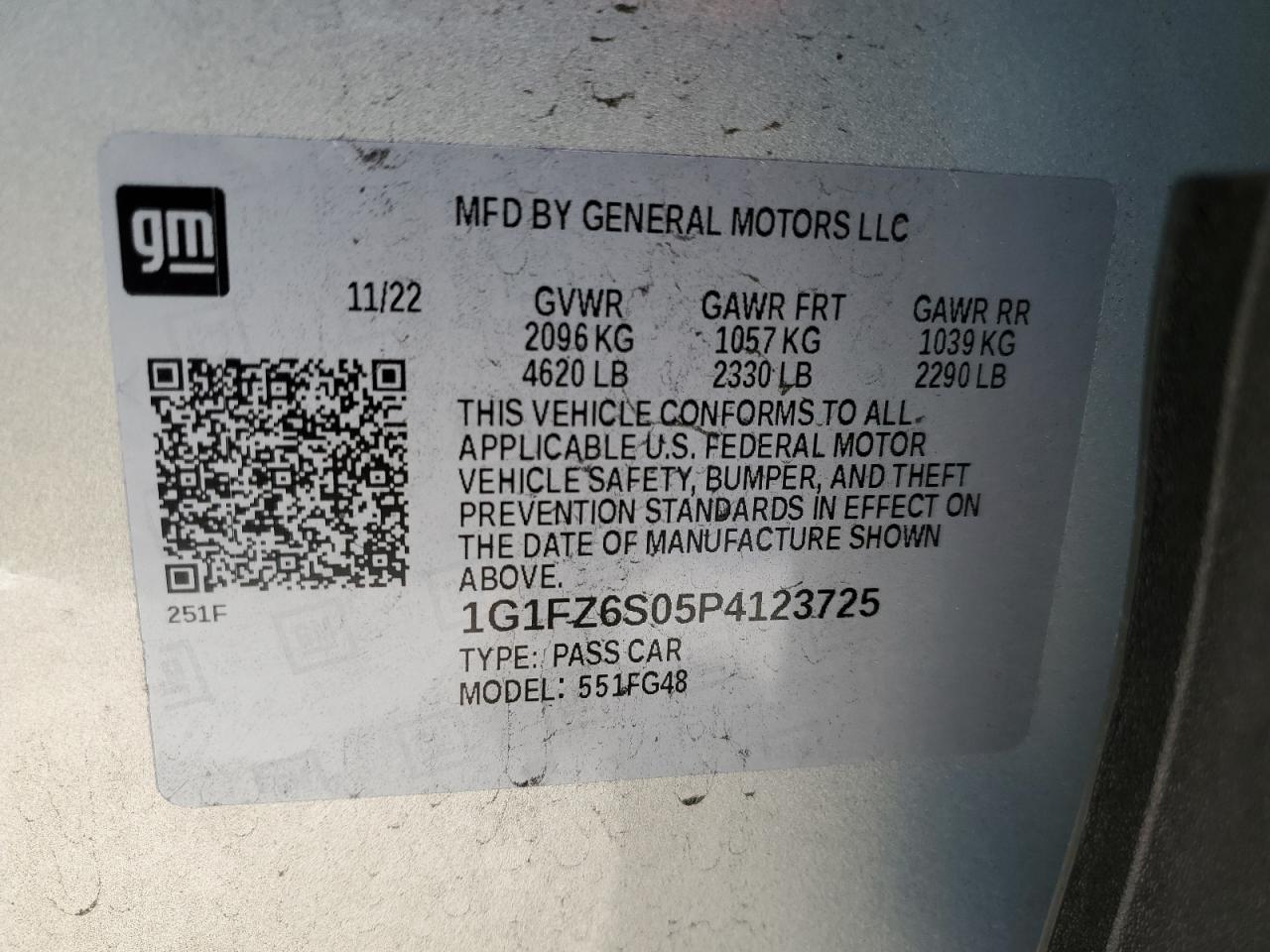 1G1FZ6S05P4123725 CHEVROLET BOLT 2023