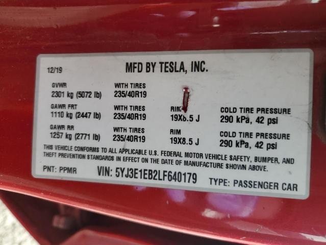 5YJ3E1EB2LF640179 Tesla MODEL 3