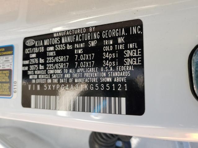 5XYPG4A31KG535121 KIA SORENTO L