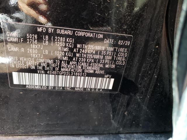 2020 SUBARU OUTBACK TO 4S4BTGPD2L3186012