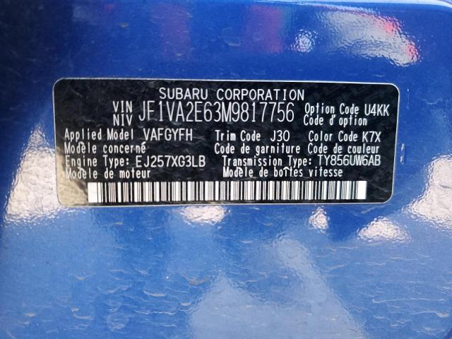 JF1VA2E63M9817756 Subaru Wrx Sti
