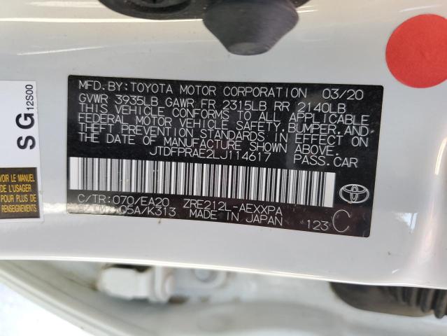 JTDFPRAE2LJ114617 | 2020 Toyota corolla xle