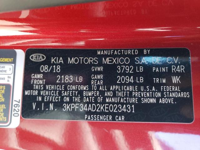 3KPF34AD2KE023431 KIA Forte Gt Line