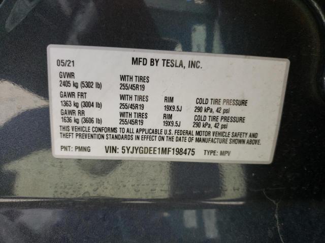 5YJYGDEE1MF198475 Tesla Model Y