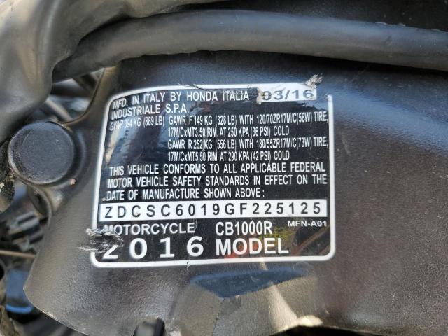 2016 HONDA CB1000 R ZDCSC6019GF225125