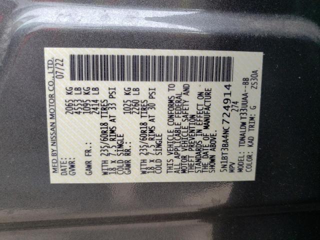 5N1BT3BA4NC724914 Nissan ROGUE SV