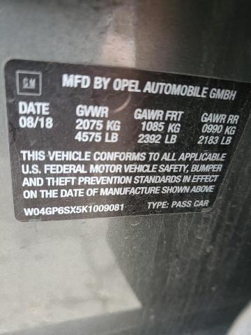 2019 BUICK REGAL ESSE W04GP6SX5K1009081
