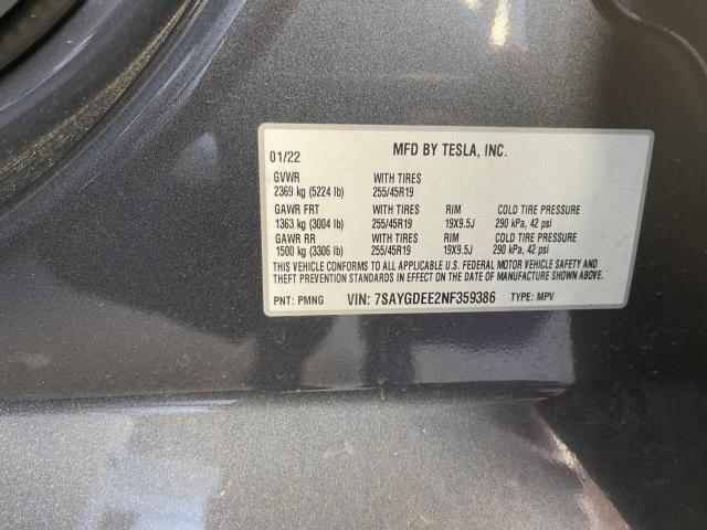 7SAYGDEE2NF359386 Tesla Model Y