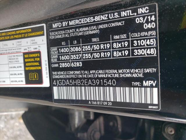 VIN 4JGDA5HB2EA391540 2014 Mercedes-Benz ML-Class, ... no.13